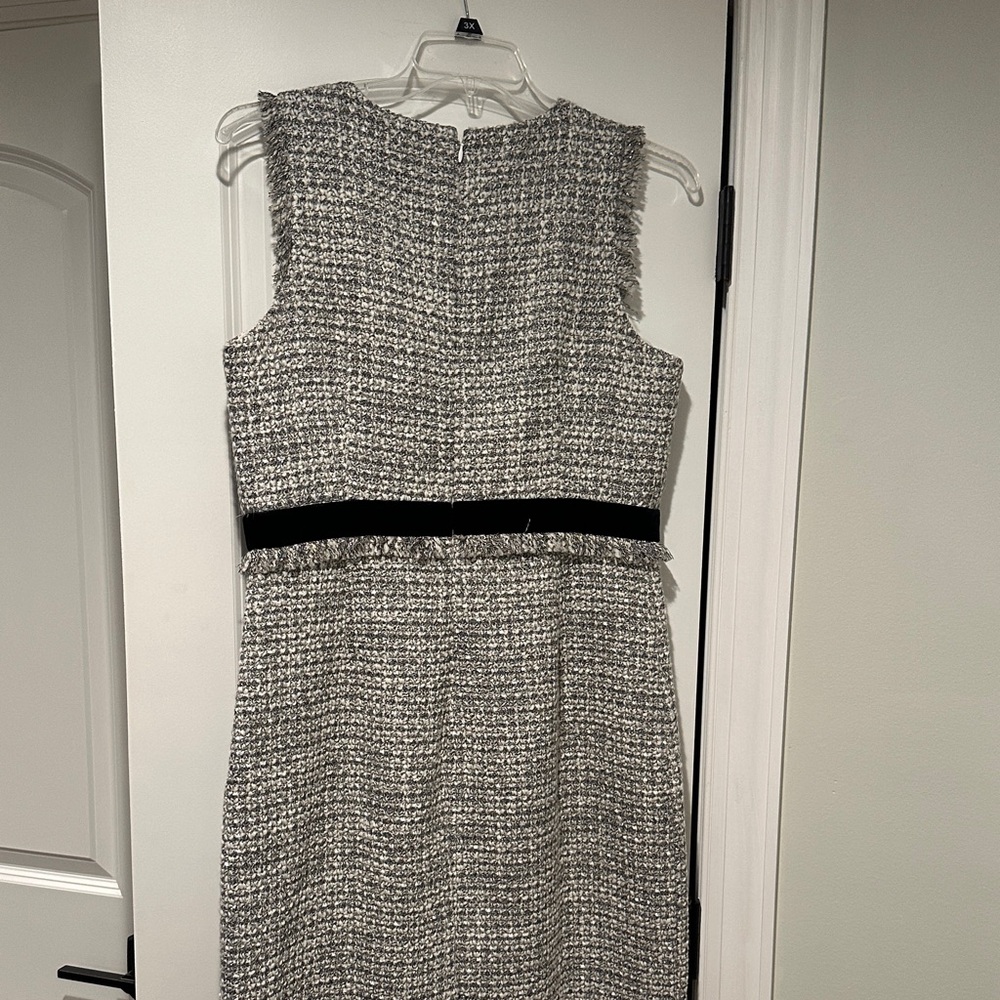 JCrew Gray Tweed Dress with Black Waist Fringe Detail - Picture 6 of 6
